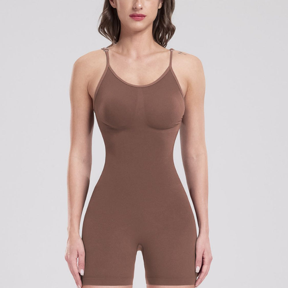 Scoop Neck Spaghetti Strap Active Romper