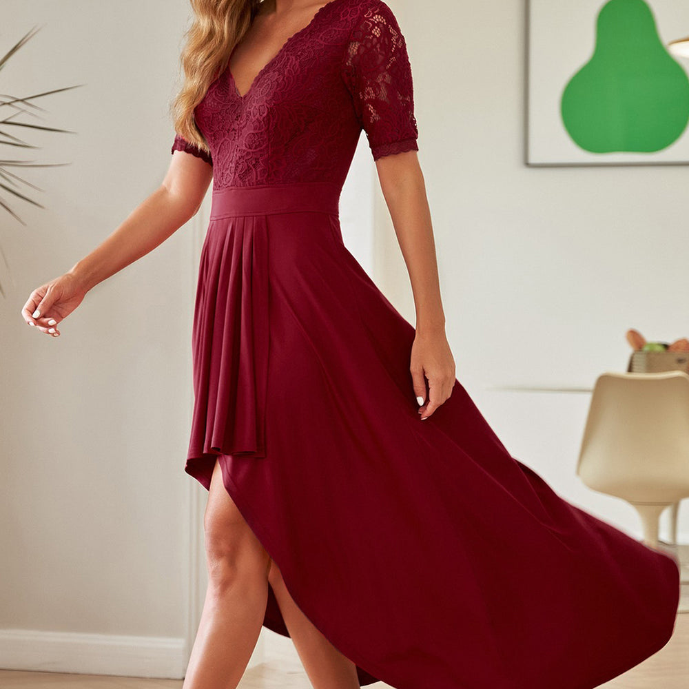 
                      
                        Lace Cutout V-Neck Short Sleeve Dress
                      
                    