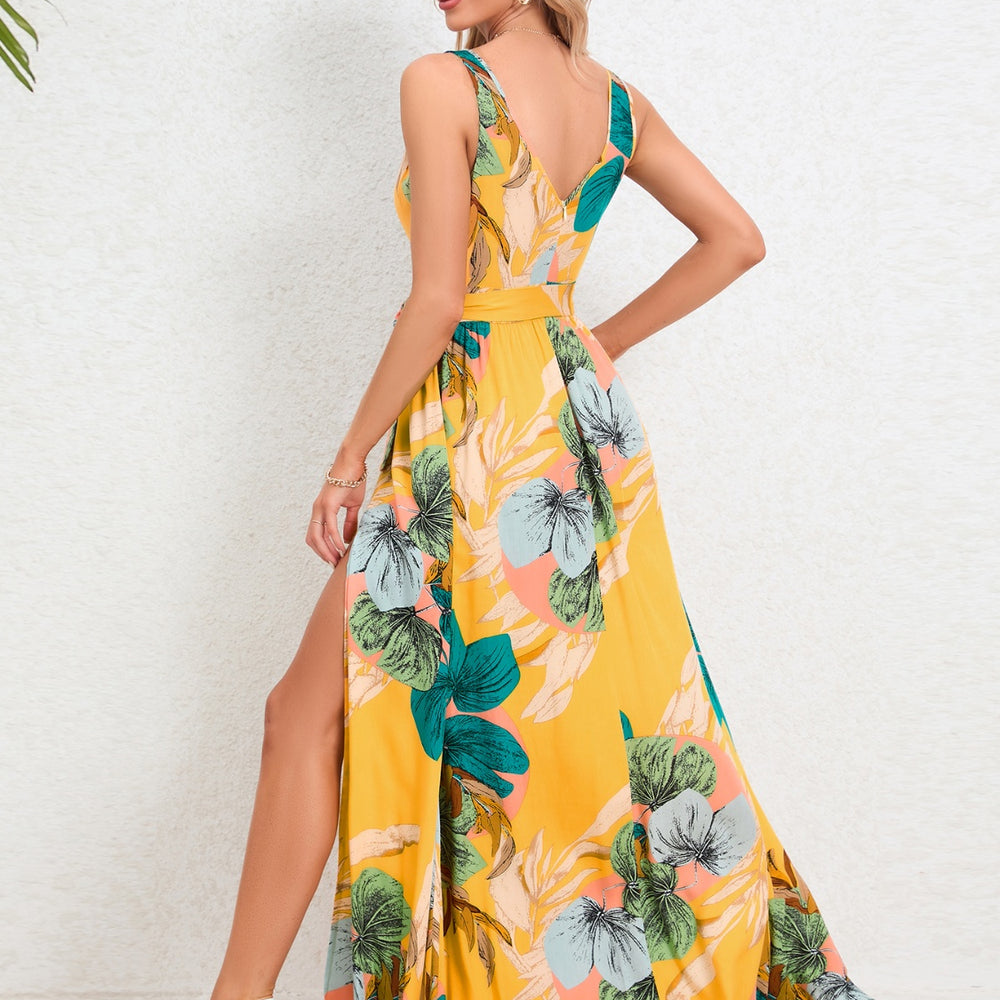 
                      
                        Slit Tied Printed Surplice Dress
                      
                    