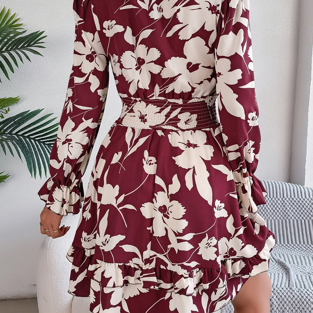 
                      
                        Tied Ruffled Printed Long Sleeve Dress
                      
                    