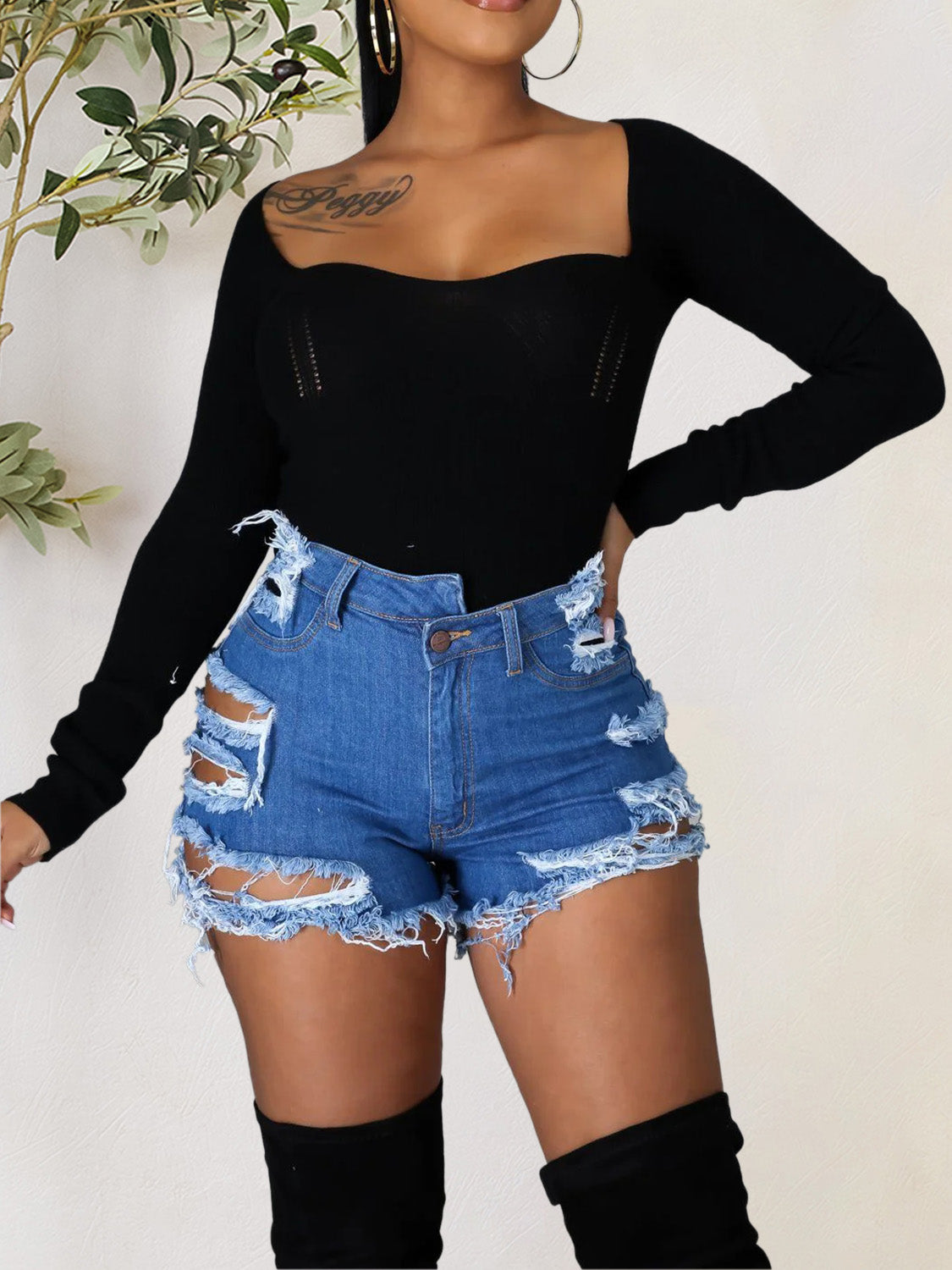 Denim Shorts with Pockets