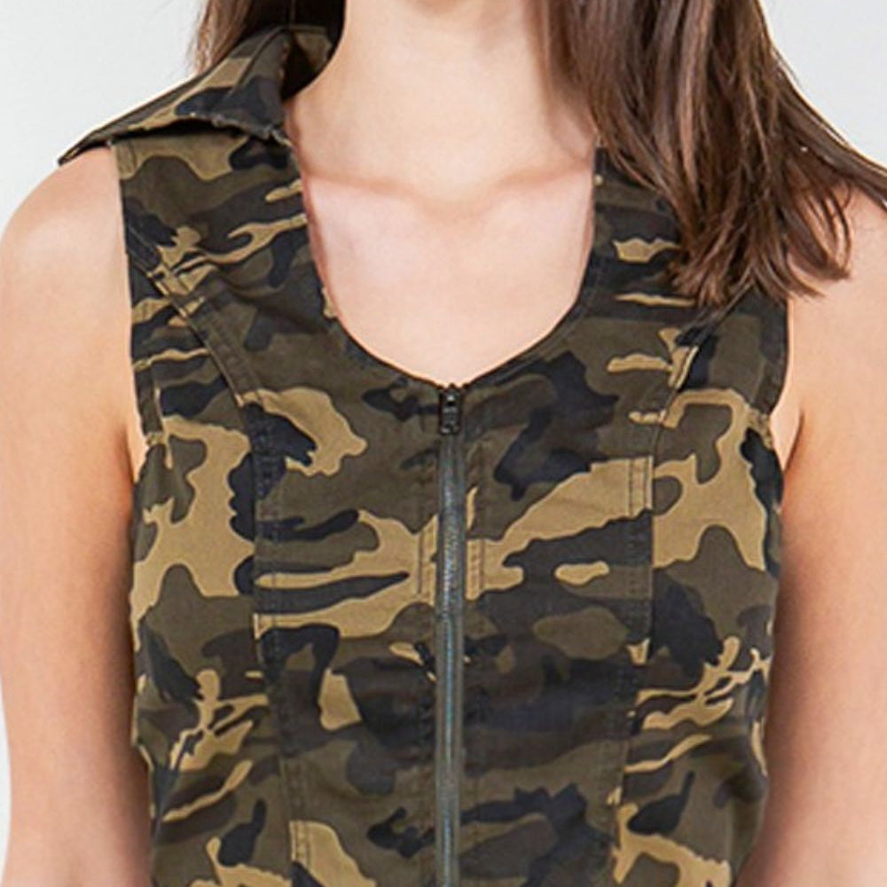 
                      
                        Zip Up Camo Crop Denim Vest
                      
                    