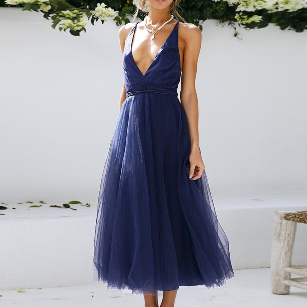 
                      
                        Backless Crisscross Sleeveless Midi Dress
                      
                    