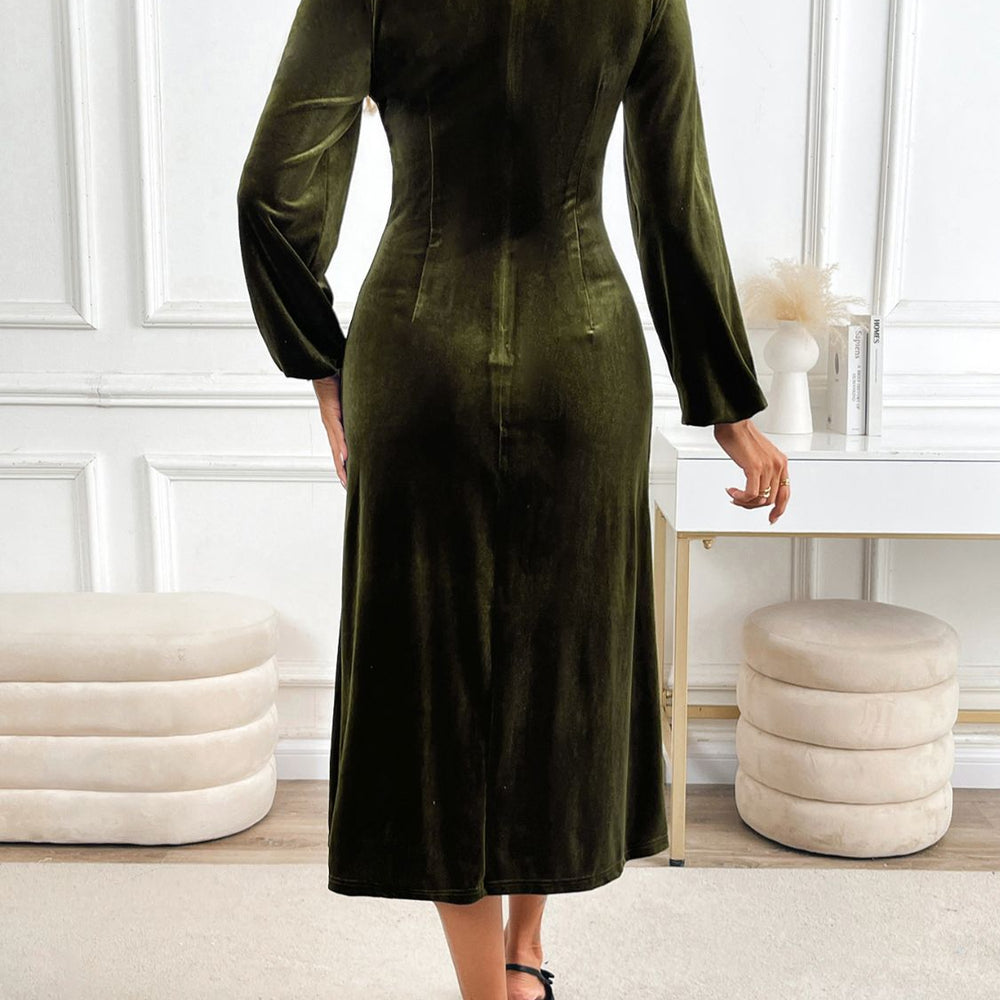 
                  
                    Slit V-Neck Long Sleeve Midi Dress
                  
                