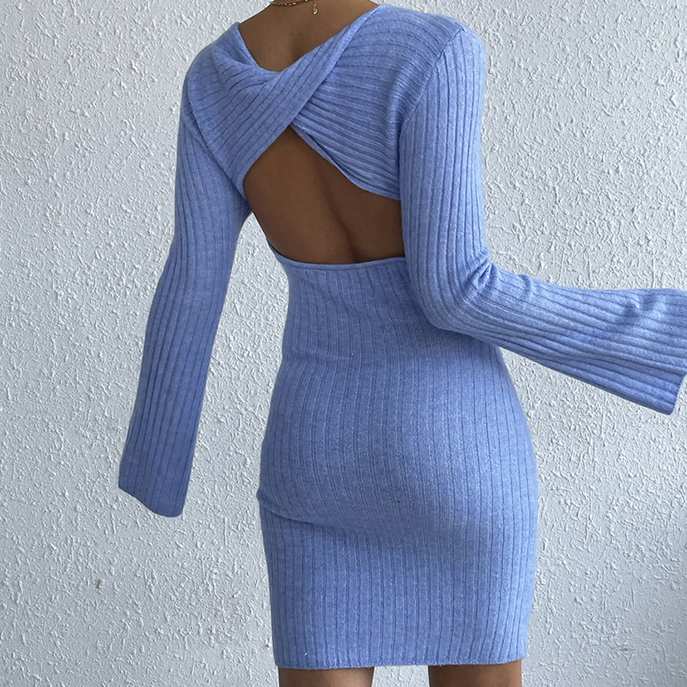 
                      
                        Backless Long Sleeve Sweater Dress
                      
                    