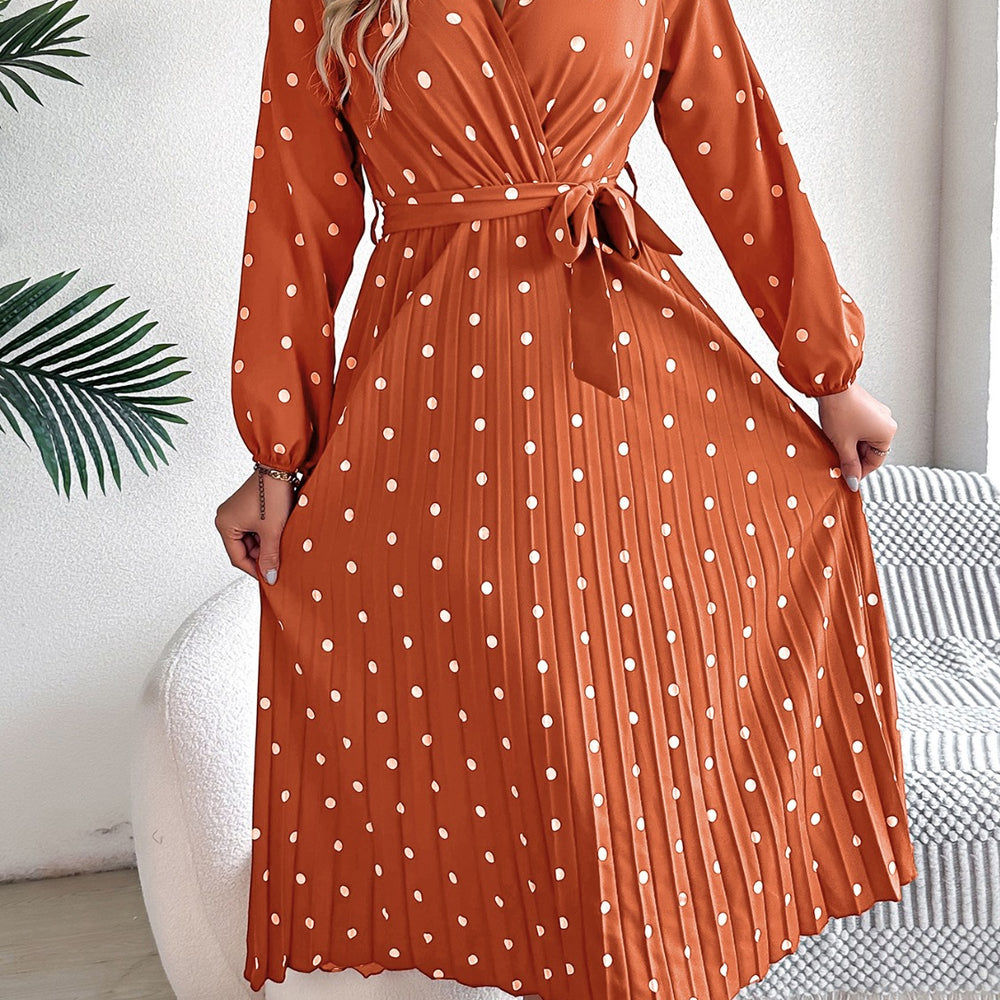 
                      
                        Tied Polka Dot Long Sleeve Midi Dress
                      
                    