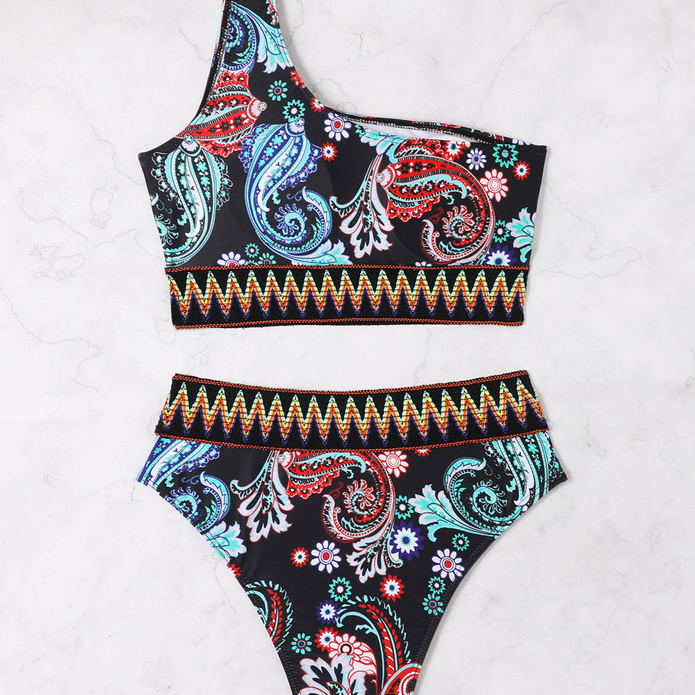 
                      
                        Printed One Shoulder Swim Set
                      
                    