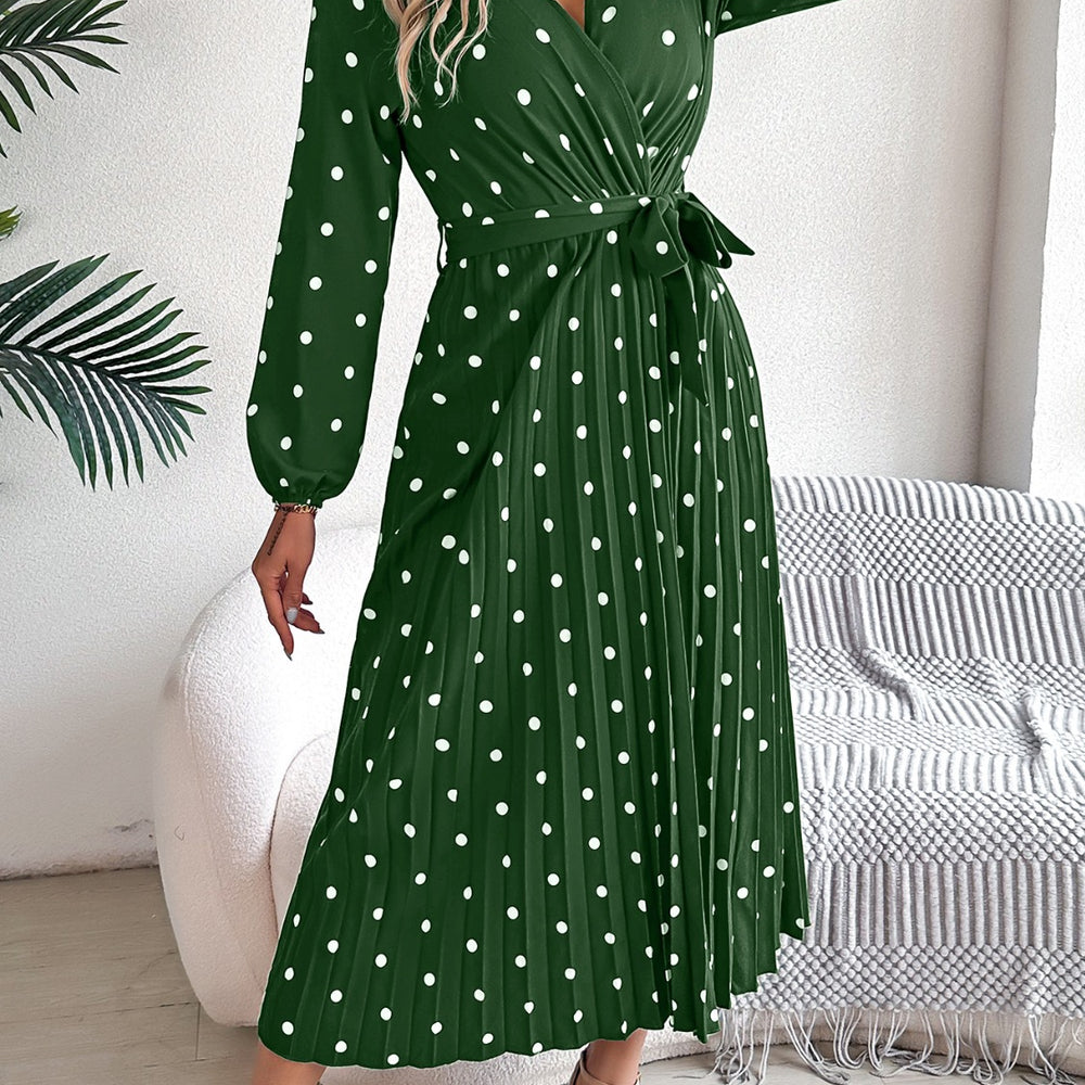 
                      
                        Tied Polka Dot Long Sleeve Midi Dress
                      
                    