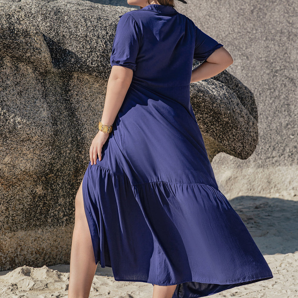 Plus Size Short Sleeve Midi Dress