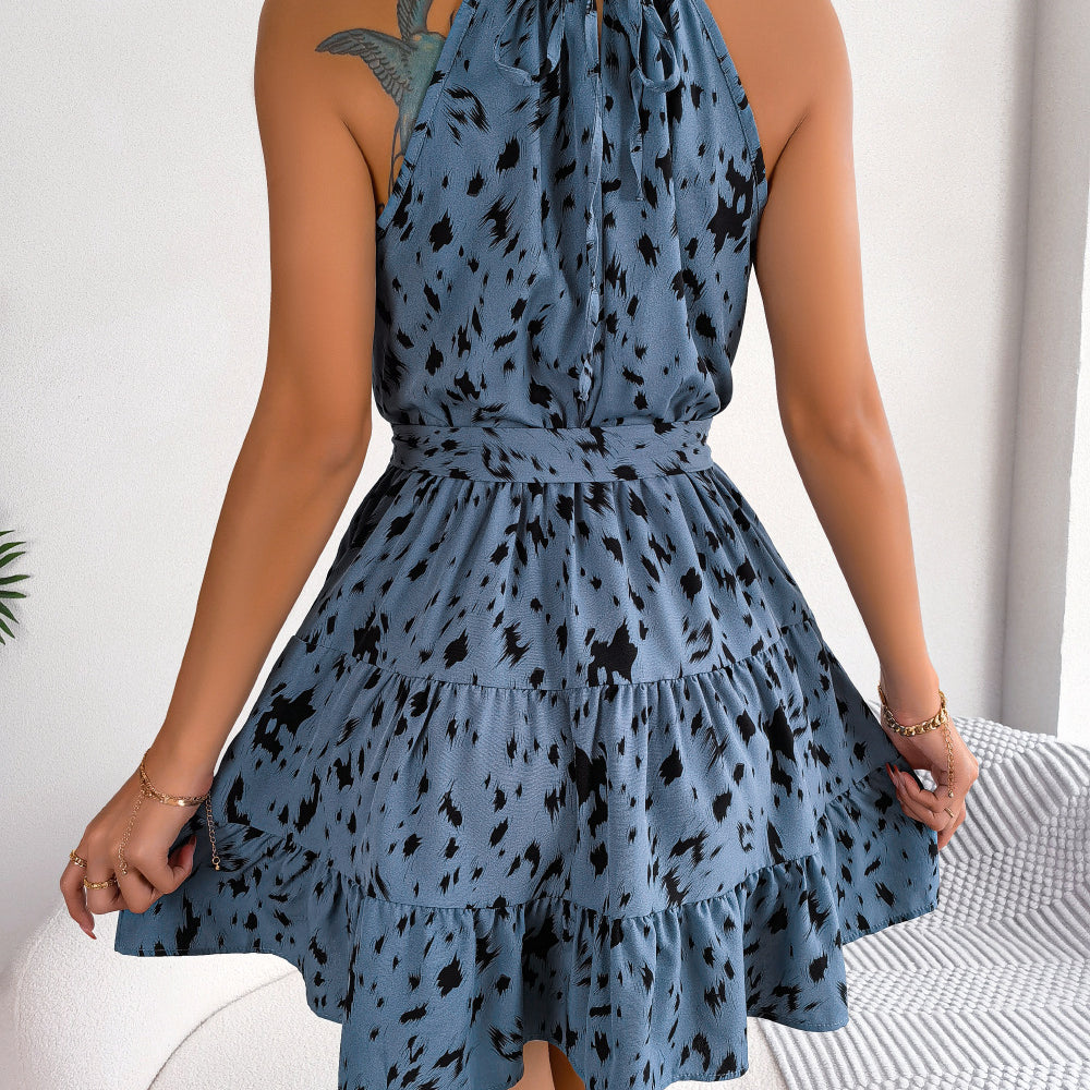 
                      
                        Printed Tie Waist Sleeveless Mini Dress
                      
                    