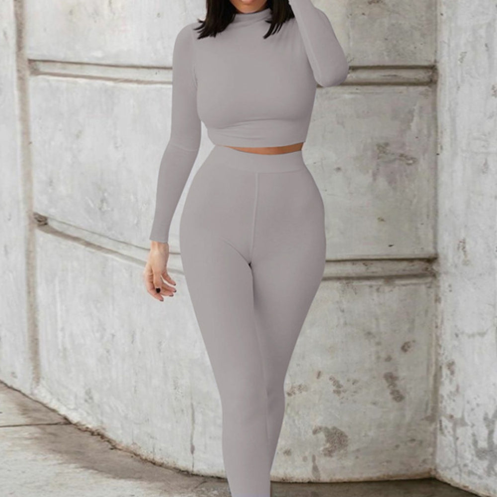 
                      
                        Long Sleeve Top and High Waist Pants Set
                      
                    