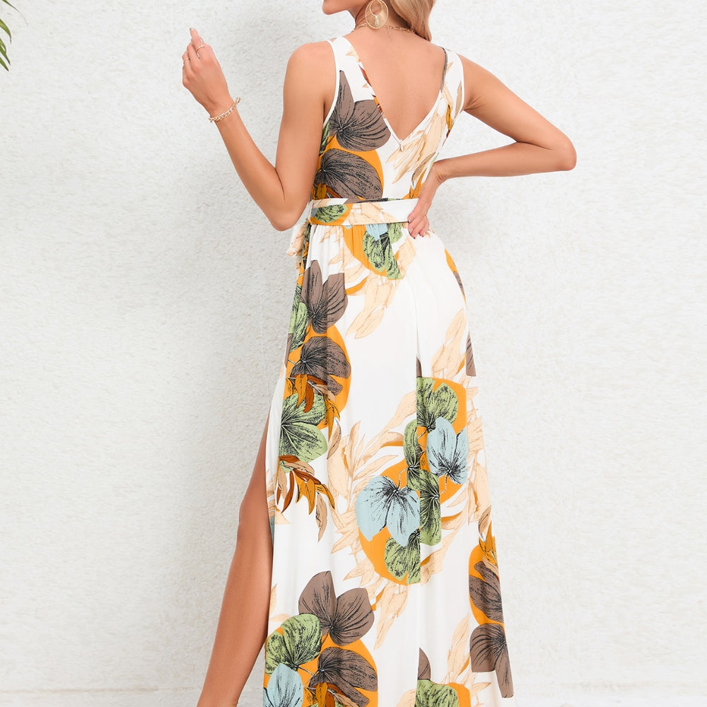 
                      
                        Slit Tied Printed Surplice Dress
                      
                    