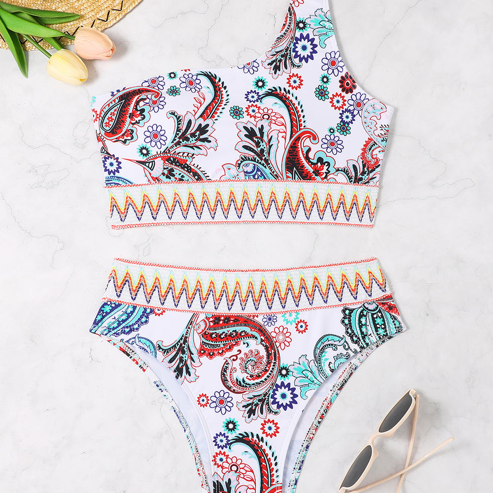 
                      
                        Printed One Shoulder Swim Set
                      
                    