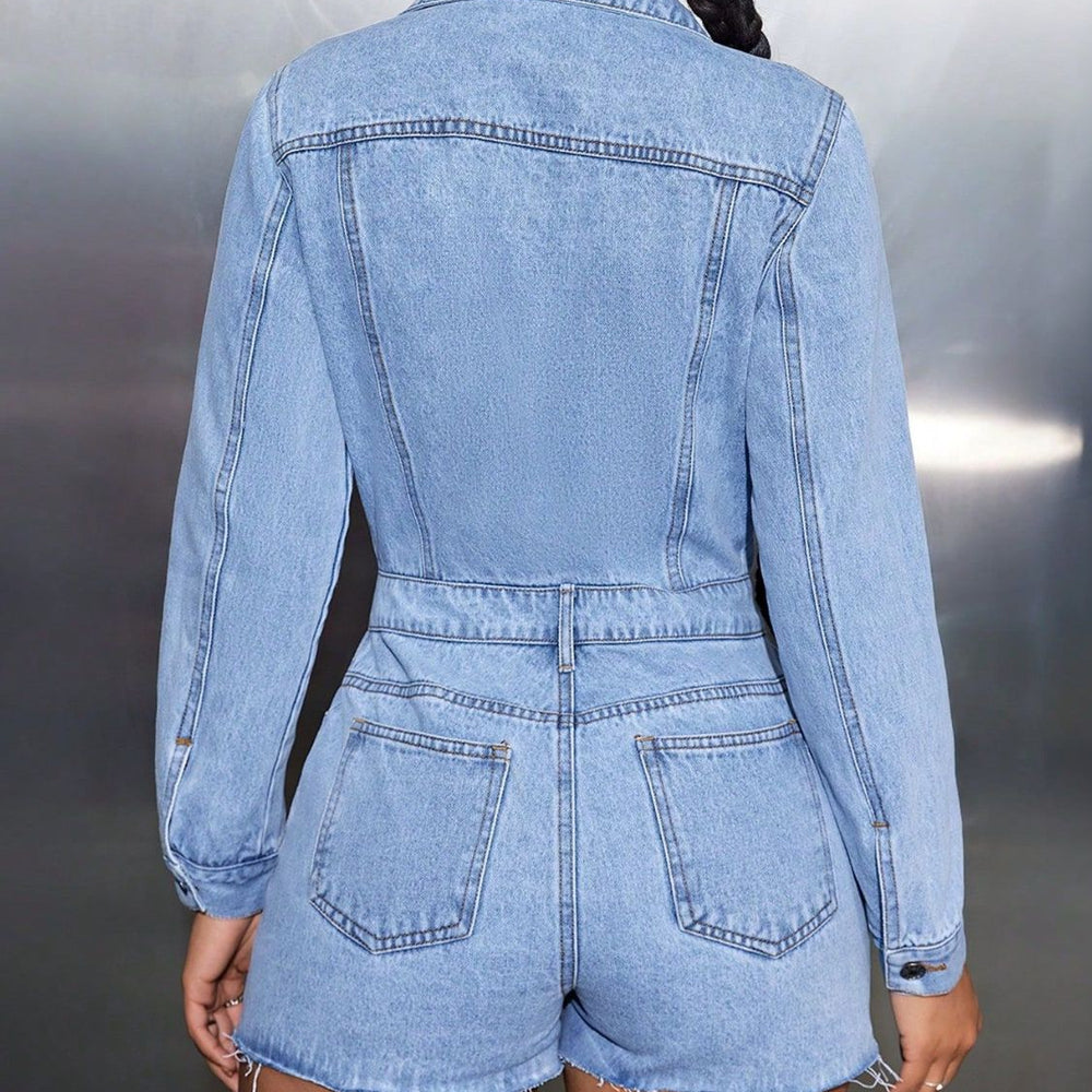 
                      
                        Buttoned Long Sleeve Denim Romper
                      
                    