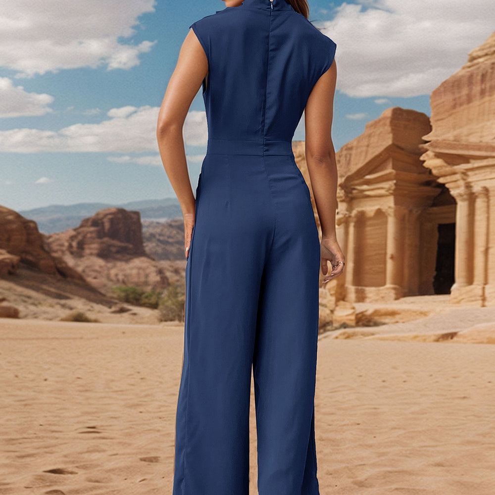 
                      
                        Ruched Mock Neck Sleeveless Jumpsuit
                      
                    