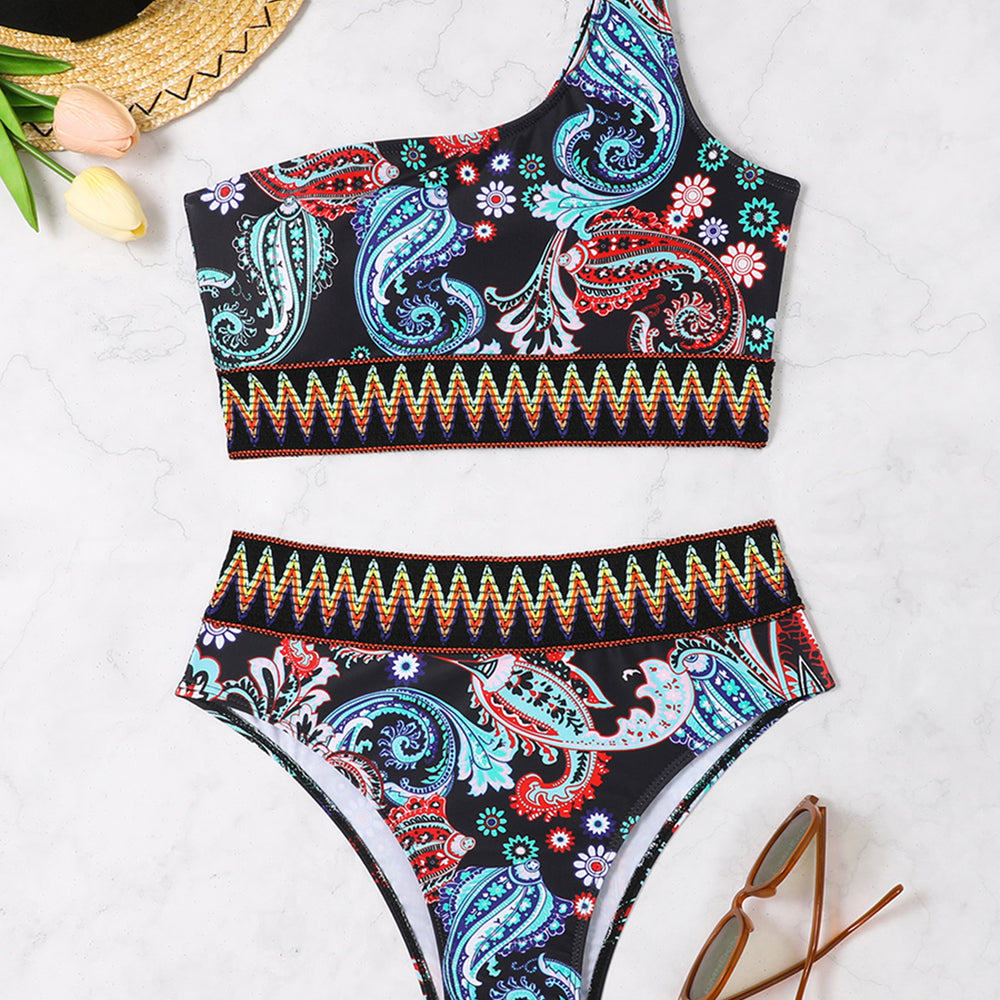 
                      
                        Printed One Shoulder Swim Set
                      
                    