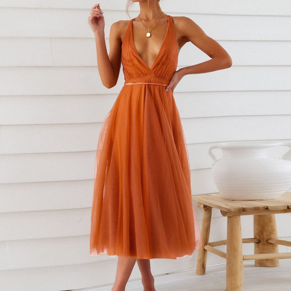 
                      
                        Backless Crisscross Sleeveless Midi Dress
                      
                    