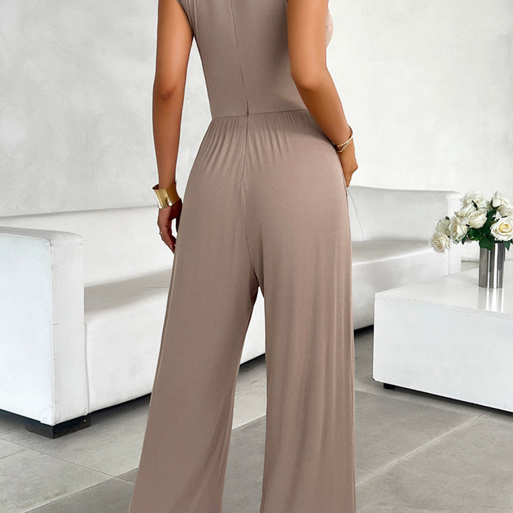 Round Neck Sleeveless Wide Leg Jumpsuit