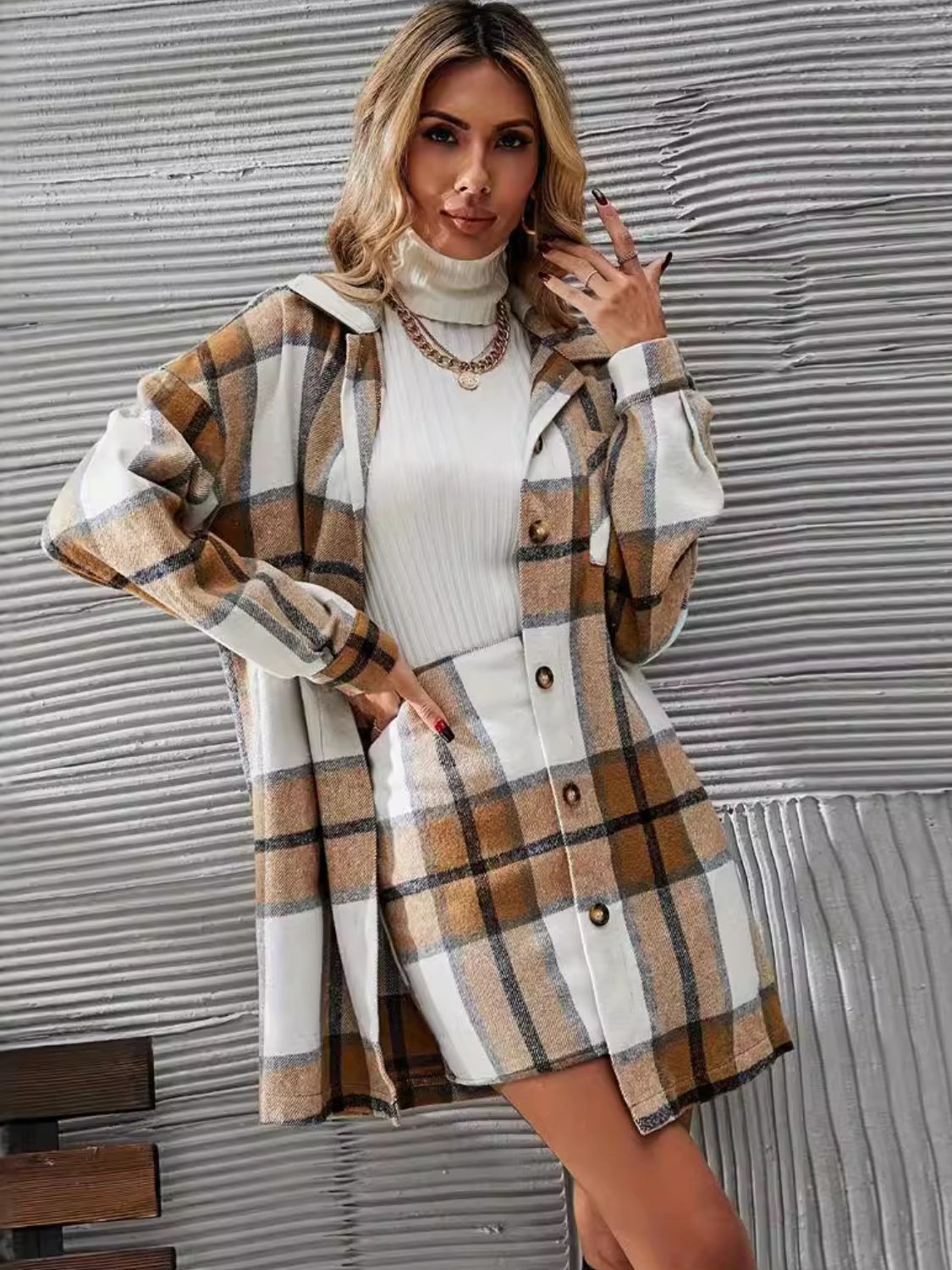 Long Sleeve Coat and Skirt Set