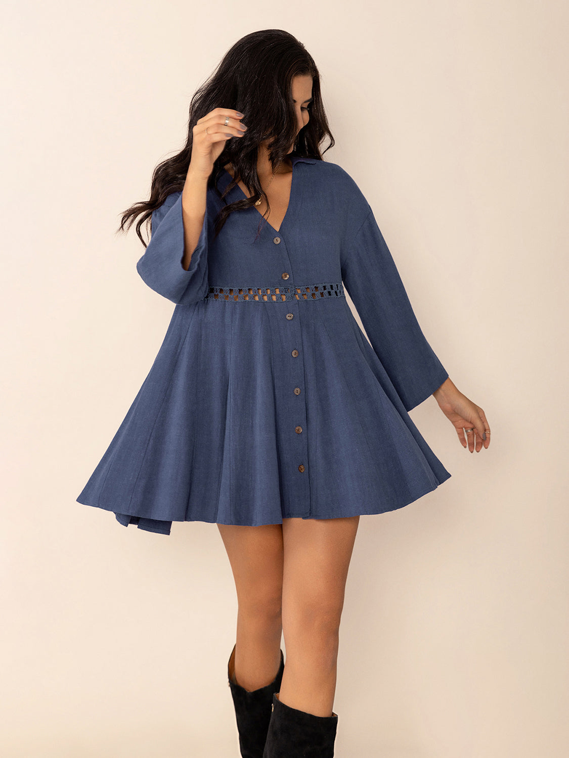 Cutout Long Sleeve Mini Dress