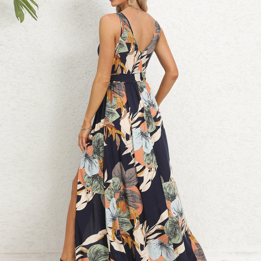 
                      
                        Slit Tied Printed Surplice Dress
                      
                    