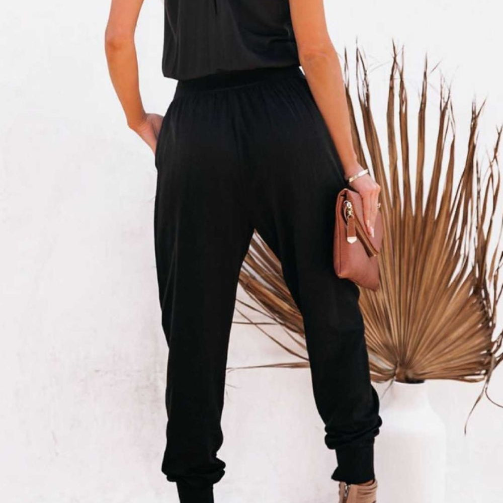 Lace Detail V-Neck Spaghetti Strap Jumpsuit