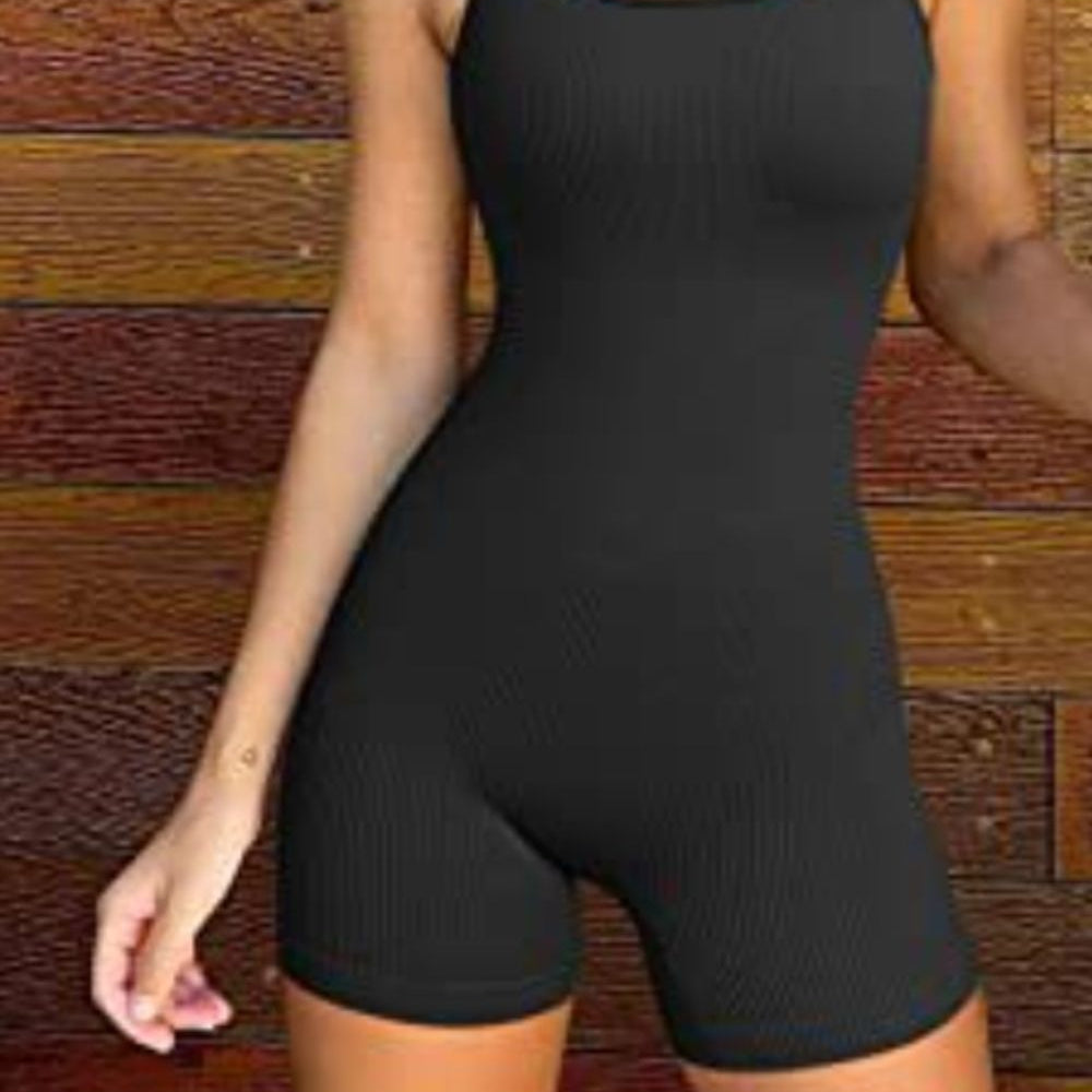 
                      
                        Square Neck Wide Strap Active Romper
                      
                    