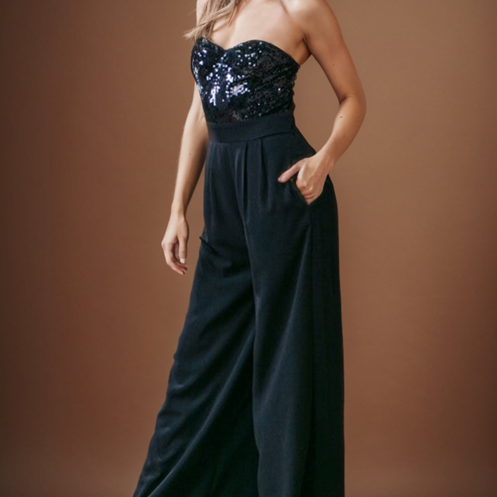 Sequin Tube Wide Leg Jumpsuit