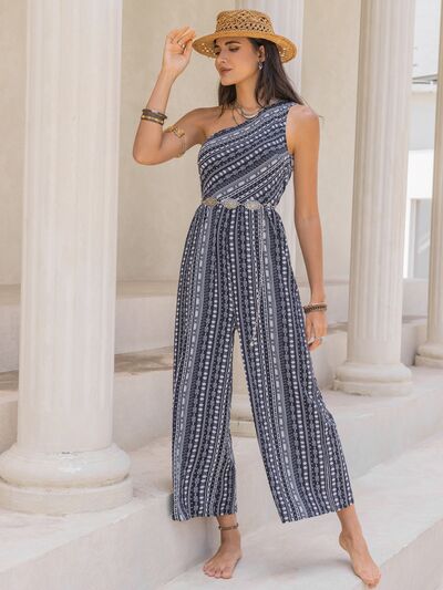 Single Shoulder Sleeveless Jumpsuit