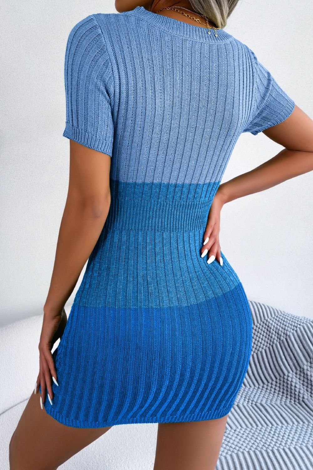 Cutout Short Sleeve Sweater Dress