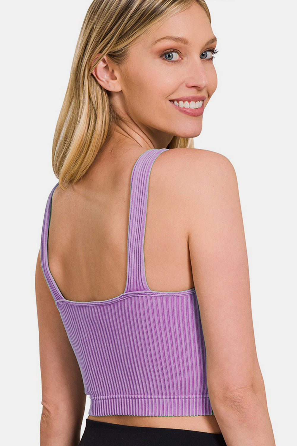 Ribbed Cropped Bra Padded Tank