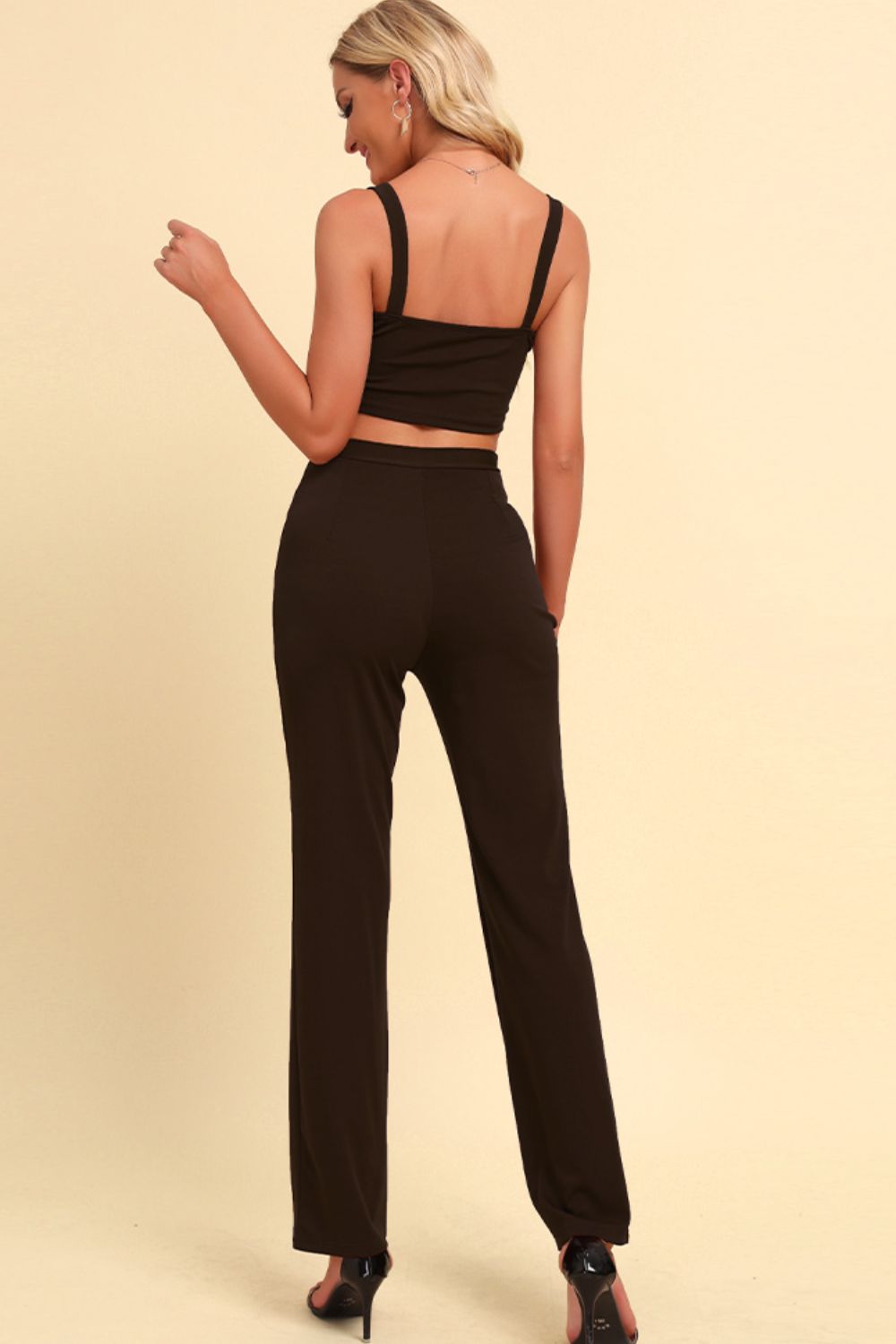 Cropped Cami and Straight Leg Pants Set