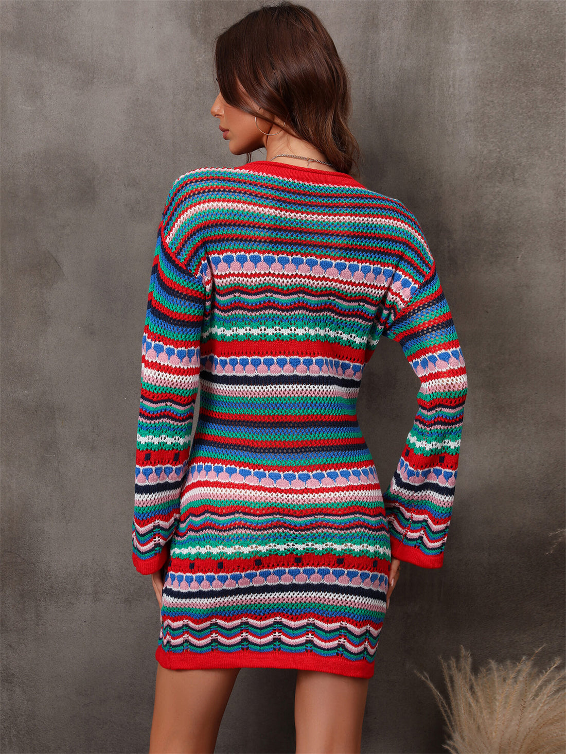 Multicolored Sweater Mini Dress